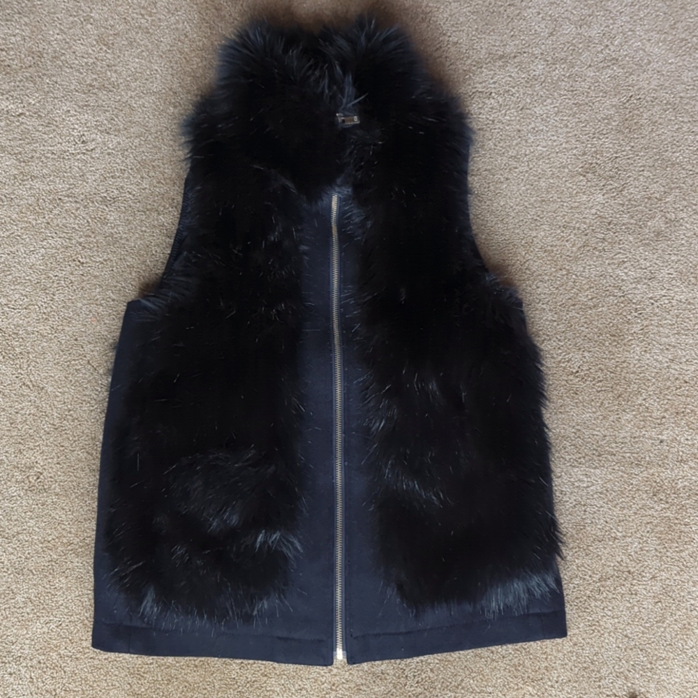 Tommy Hilfiger Navy faux fur vest